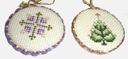 Nun work with micro stitch tapestry Christmas tree decorations