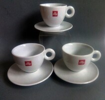 3 Illy capuccino cups and saucers, designed by Matteo Thun, 1990s
