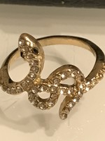 Ring in the shape of a snake with sparkling crystals, 19 mm inner diameter