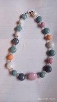 Casual necklace, vintage fashion women's jewelry with colorful pastel colored pearls