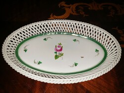 Herend vrh Viennese rose pattern wicker basket / tray