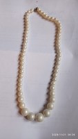 Large white eyelet necklace, vintage women's jewelry with pearlescent white pearls