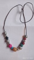 Pink green silver yellow pearl necklace, fashionable and cheerful women's jewelry