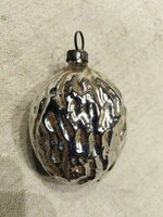 Silver walnut, glass Christmas pendant