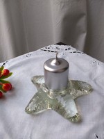 A rare star-shaped Scandinavian ice glass candle holder