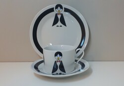 Három darabos pingvin mintás porcelán reggeliző szett