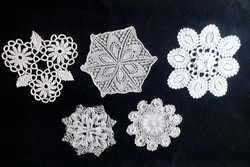 5 special crocheted lace tablecloths.