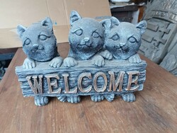 Welcome three cats and kittens outdoor frost-resistant artificial stone solid garden statue for gift