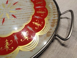 Glass serving tray, tray - with metal frame / classic lines
