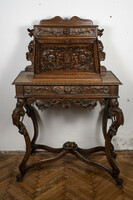 Carved wooden Neo-Renaissance style, old female secretary