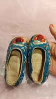 A pair of old oriental hand-embroidered silk shoes