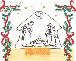 Karácsonyi csoda – Betlehemi jászol drótból készítve - A Szent család - József, Mária és a kis Jézus