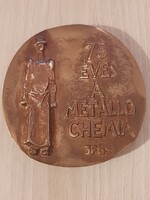 75 years old metallo chemistry bronze plaque medal Janzer Frigyes Münkacsy award-winning medal artist