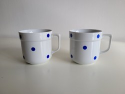 Old Great Plain blue polka dot mug retro tea cup 2 pcs