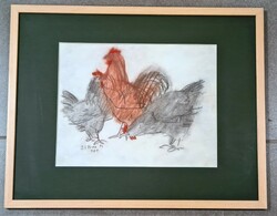 Miklós Göllner --rooster and hens-