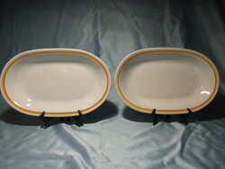 2 retro Lowland sausage bowls with yellow stripes