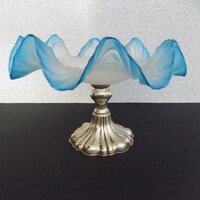 Silver table centerpiece with frilled glass!