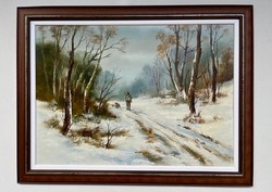 Reinhardt István (1936 - ) Erdei út 50x70cm + keret