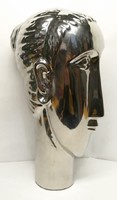 Goddess Aurora. Ceramic head sculpture with a silver-plated surface. A unique rarity