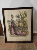 1875 divatkép - Színes rotációs fametszet
