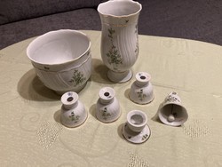 Hollóházi Erika patterned porcelain vase mix - 7 pieces