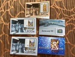 5 Christmas stamp booklets (1998 and 4 pcs. 1999)