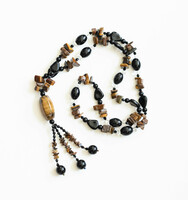 Tiger's eye necklace with stone, glass beads - necklace, mineral / semi-precious stone jewelry
