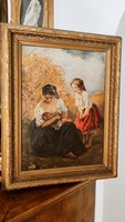 Very nice oil-on-canvas painting by an unknown artist from 1903, signed, size 57*43 cm