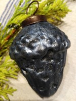 Glass acorn - country style / steel blue - Christmas