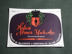 Wine label, Kiskunhalas winery, wine farm, noble Kadarka steak wine from Halas