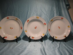 3 Zsolnay plates, 1 deep, 2 flat