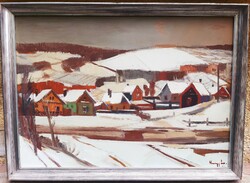 Nagy Ernő Sándor (1926-2013) Tél,Képcsarnokos Festmény