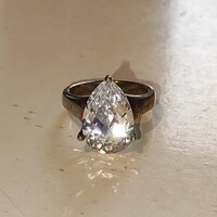 Masszív oxidált ezüst nagy köves kristály gyűrű (53)