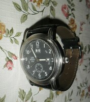 Rare uhr-kraft 10901/2, men's quartz watch with leather strap, new battery.