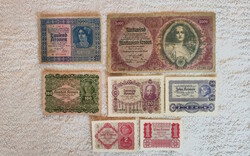 Osztrák korona sor (1922) – 1, 2, 10, 20, 100, 1000, 5000 (EF-F+) | 7 db bankjegy