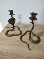 Antique bronze cobra candle holder