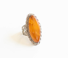 Amber stone ring - retro jewelry