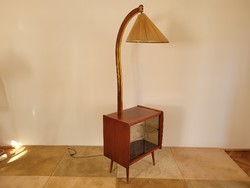 Retro wilhelm krechlok mid century floor lamp bar cabinet mahogany color display cabinet
