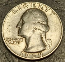 Amerikai Egyesült Államok, ¼ Dollár, 1969., ﻿Washington Quarter