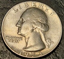 ¼ Dollar, 1973.D., Washington quarter