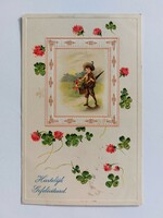 Old postcard 1918 postcard little boy clover