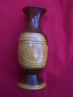 Retro wooden vase 22 cm high, flawless, turned, lacquered wood, early 1960s