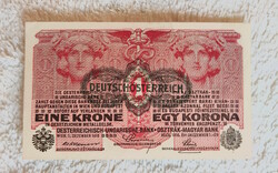 OMM 1 korona (1916) DÖ felülbélyezéssel, hajtatlan!!! (aUNC) | 1 db bankjegy
