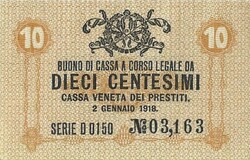 10 centesimi 1918 Olaszország Velence UNC 3.