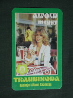 Kártyanaptár,Alföldi Meggy Traubisoda üdítő ital,Kunbajai gazdaság,erotikus női modell, 1983,   (3)