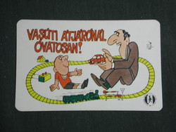 Kártyanaptár, Közlekedésbiztonsági tanács ,grafikai rajzos, humoros, kisvasút , 1983,   (3)