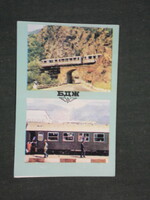 Kártyanaptár, Bolgár BZD vasút,vonat,mozdony,utazás,híd ,1978,   (3)