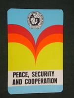 Kártyanaptár, Egyesült világ ifjúsági szövetség a békéért, Budapest,grafikai rajzos ,1974,   (3)