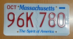 Usa US license plate license plate 96k 780 massachusetts