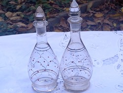 2 Art deco, glass bottle/liquor decanter, bottle/art deco wine set